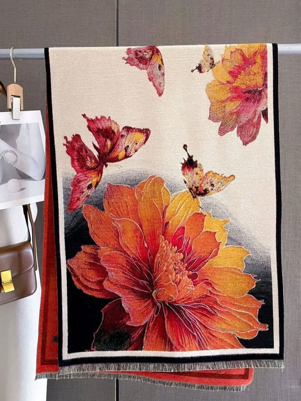 Multicolor Casual Women's Plants Jacquard Shawl Scarf Rectangular scarf
